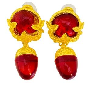 NEW vintage runway style glass gold plated statement earrings